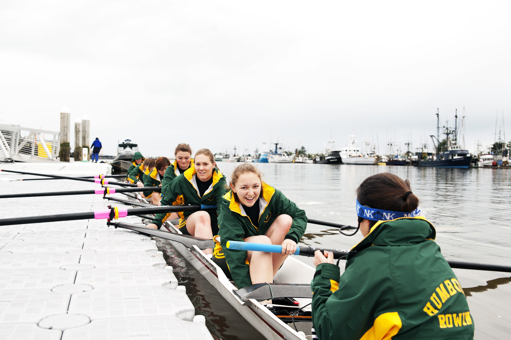 A photo of the Cal Poly Humboldt Women's Rowing Team