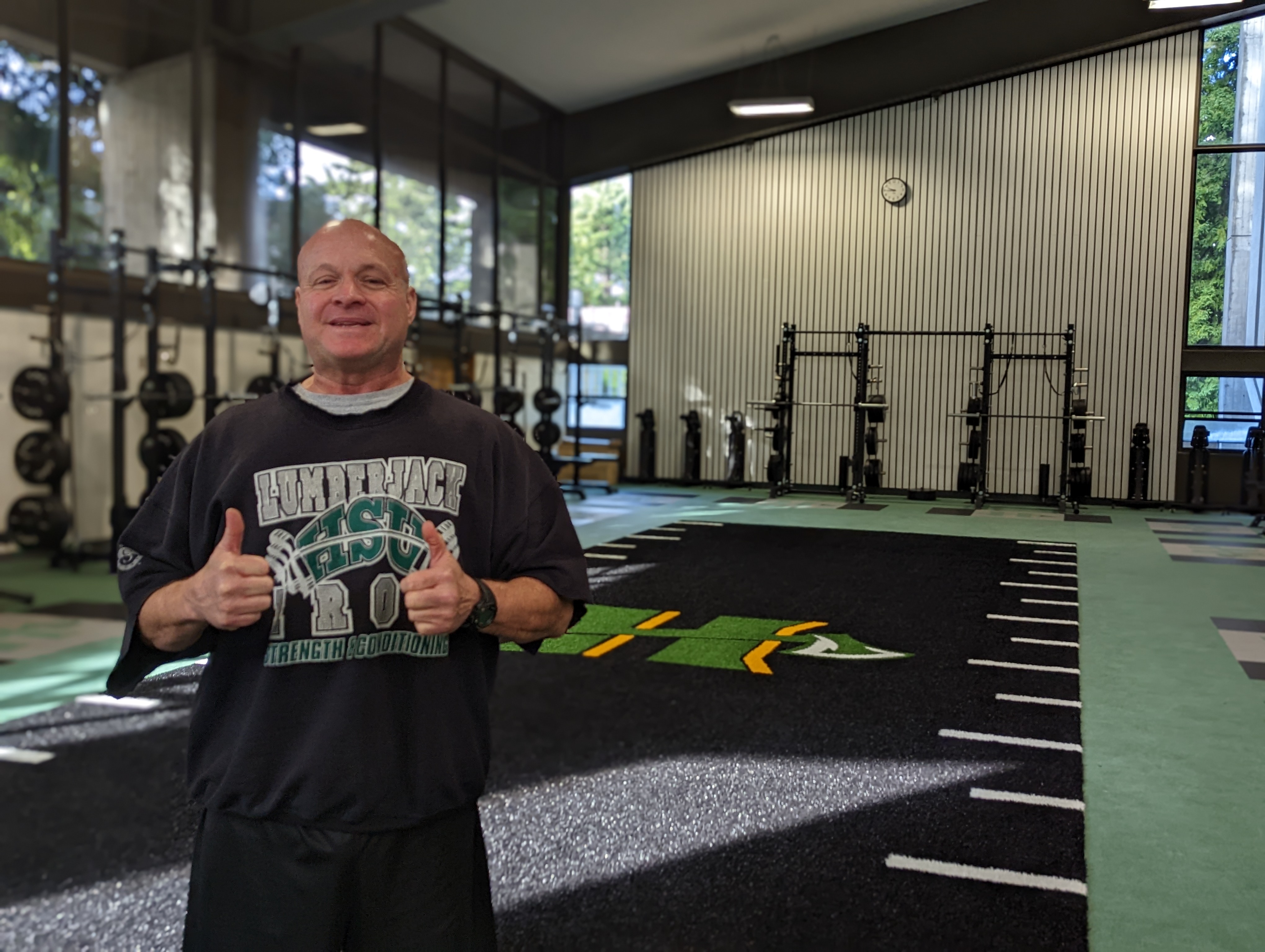 Photo of Drew Peterson in the Lumberjack Iron Athletics Performance Center