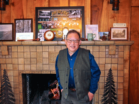 Cal Mukumoto, Oregon's official forester in his office.
